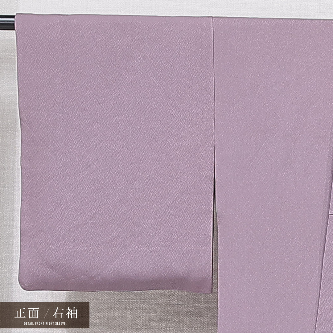 色無地 袷 身丈164cm 裄丈64cm 正絹 Aランク Lサイズ 広衿 一つ紋(五三桐) セミフォーマル 松 訪問着 紫系 1214-15667