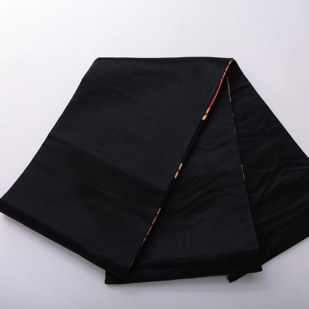 アンティーク 袋帯 帯丈424cm 六通 Aランク 正絹 亀甲 黒系 1223-01999