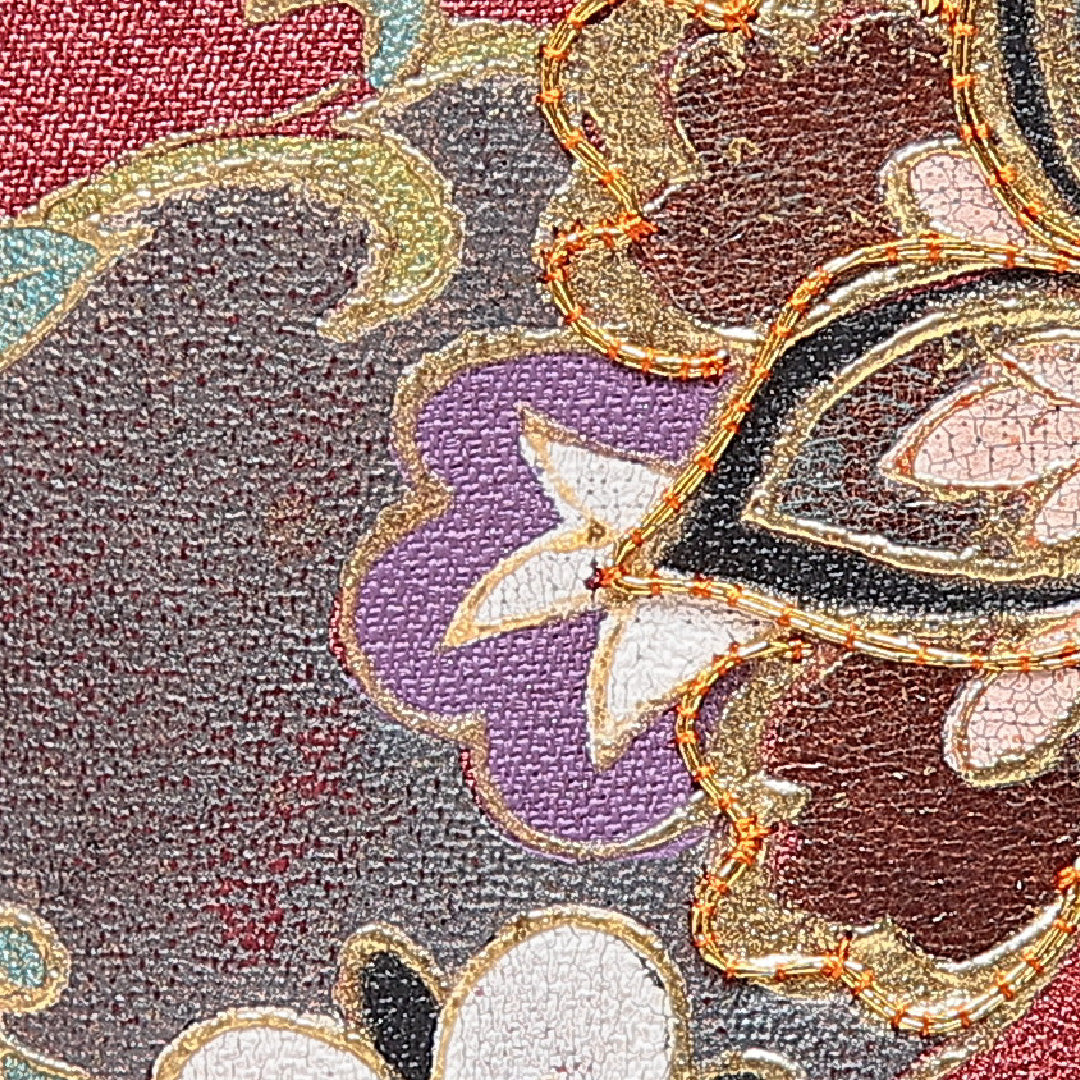 訪問着 袷 身丈169cm 裄丈64cm 正絹 Sランク セミフォーマル 広衿 XLサイズ 金駒刺繍 唐華 古典的 華やか 多色系 M4 1217-15096