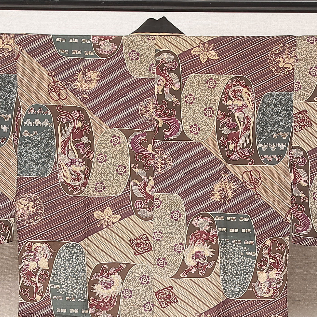長襦袢 男性用 袷 身丈130cm 裄丈64cm 正絹 Cランク Sサイズ 創作柄 紫系 LP 1241-16924