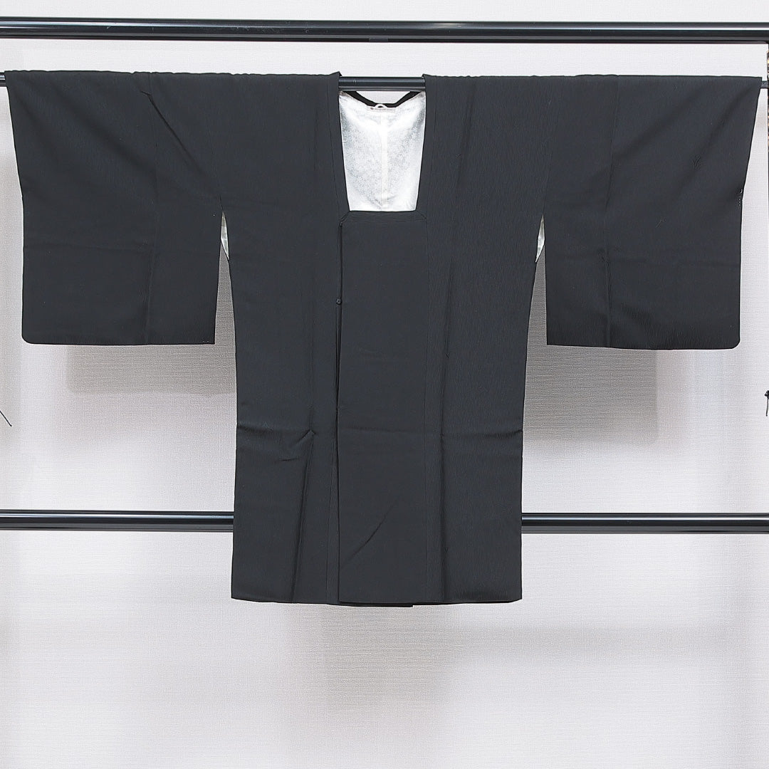 道行コート 袷 身丈93cm 裄丈66cm 正絹 Sランク カジュアル Mサイズ 無地 黒系 RP 1237-16829
