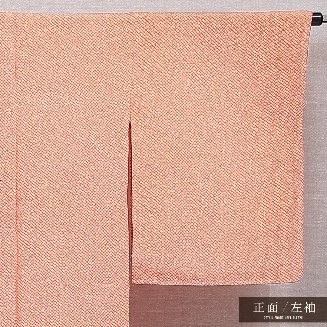未使用品 小紋 袷 身丈168cm 裄丈64cm 正絹 Nランク インフォーマル 広衿 XLサイズ 鹿の子柄 朱系 RP 1221-15347