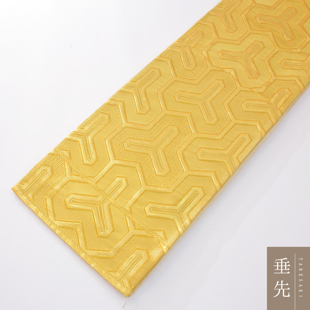 袋帯 帯丈414cm 正絹 六通 フォーマル 毘沙門亀甲 古典柄 金系 1243-02261