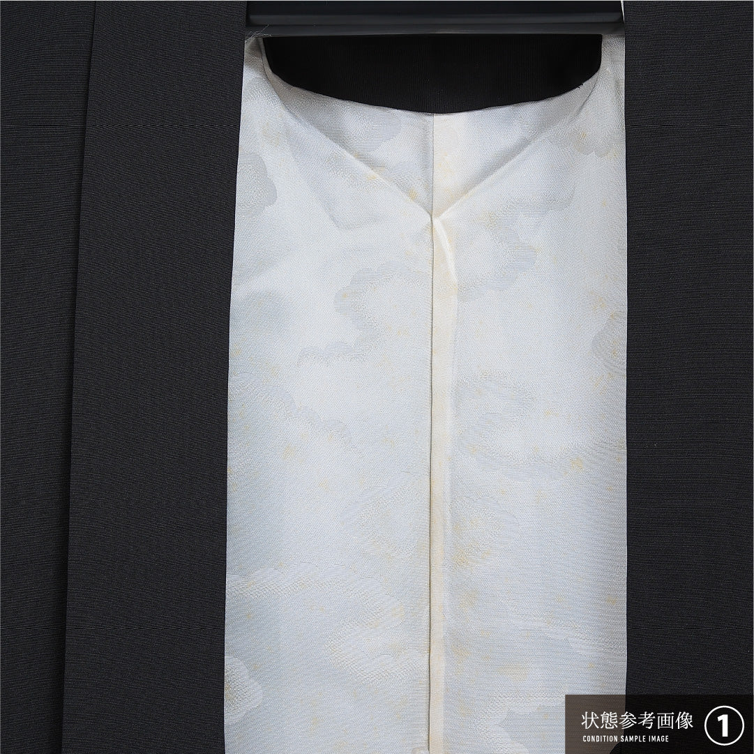 黒羽織 袷 身丈80cm 裄丈63cm 正絹 Aランク Sサイズ インフォーマル 紐あり 花車 絵羽羽織 黒系 1217-16154