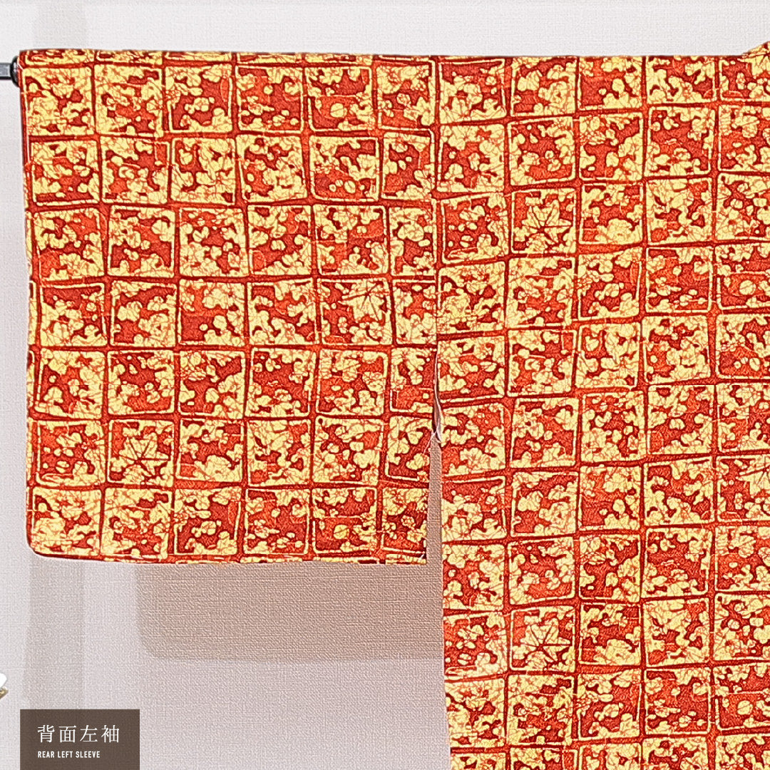 洗える着物 道中着 袷 身丈81cm 裄丈65cm ポリエステル Aランク セミフォーマル Mサイズ 格子 クリーム系 HP 1236-15167