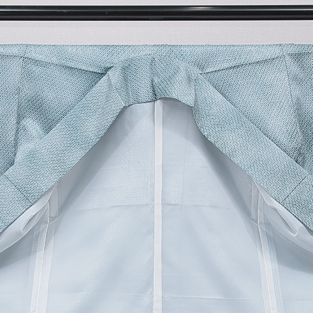 小紋 洗える着物 袷 身丈147cm 裄丈64cm ポリエステル Sランク XSサイズ 広衿 インフォーマル 鹿の子柄 緑系 1215-15794