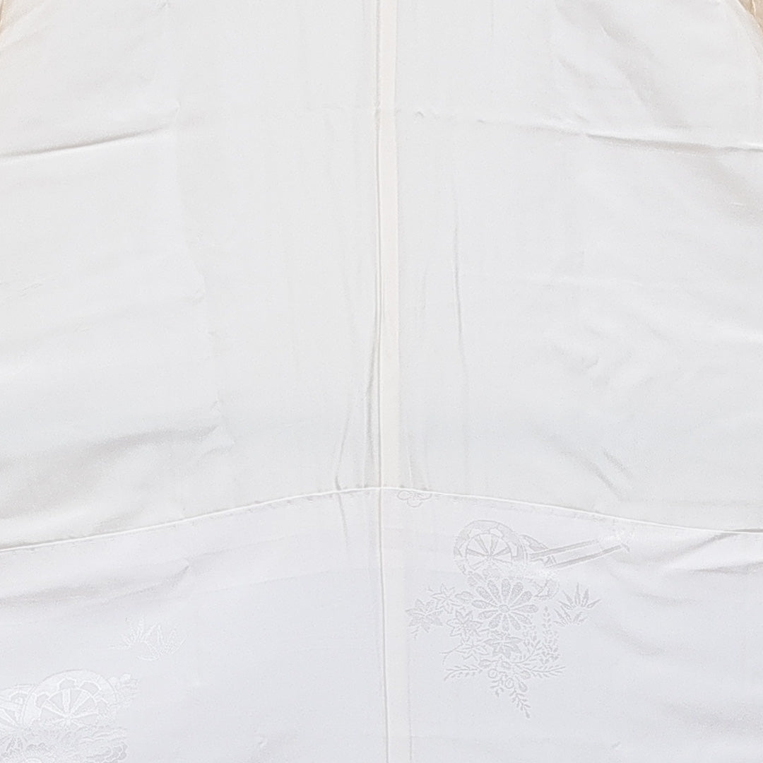 長襦袢 無双袖 身丈130cm 裄丈66cm 正絹 Sランク Lサイズ 花車 クリーム系 RP 1239-16680