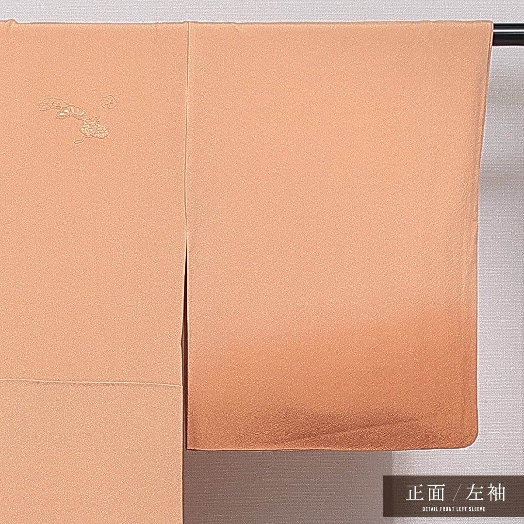 訪問着 身丈155cm 裄丈62cm 正絹 Sランク Mサイズ 広衿 一つ紋(五三桐) セミフォーマル 吉祥文様 刺繍 茶系 1212-15491