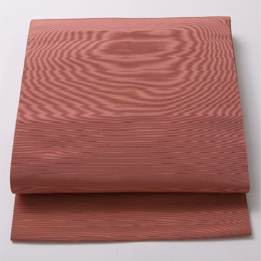 八寸名古屋帯 帯丈348cm カジュアル 開き仕立て 全通 Cランク 正絹 無地 ピンク系 1224-02891