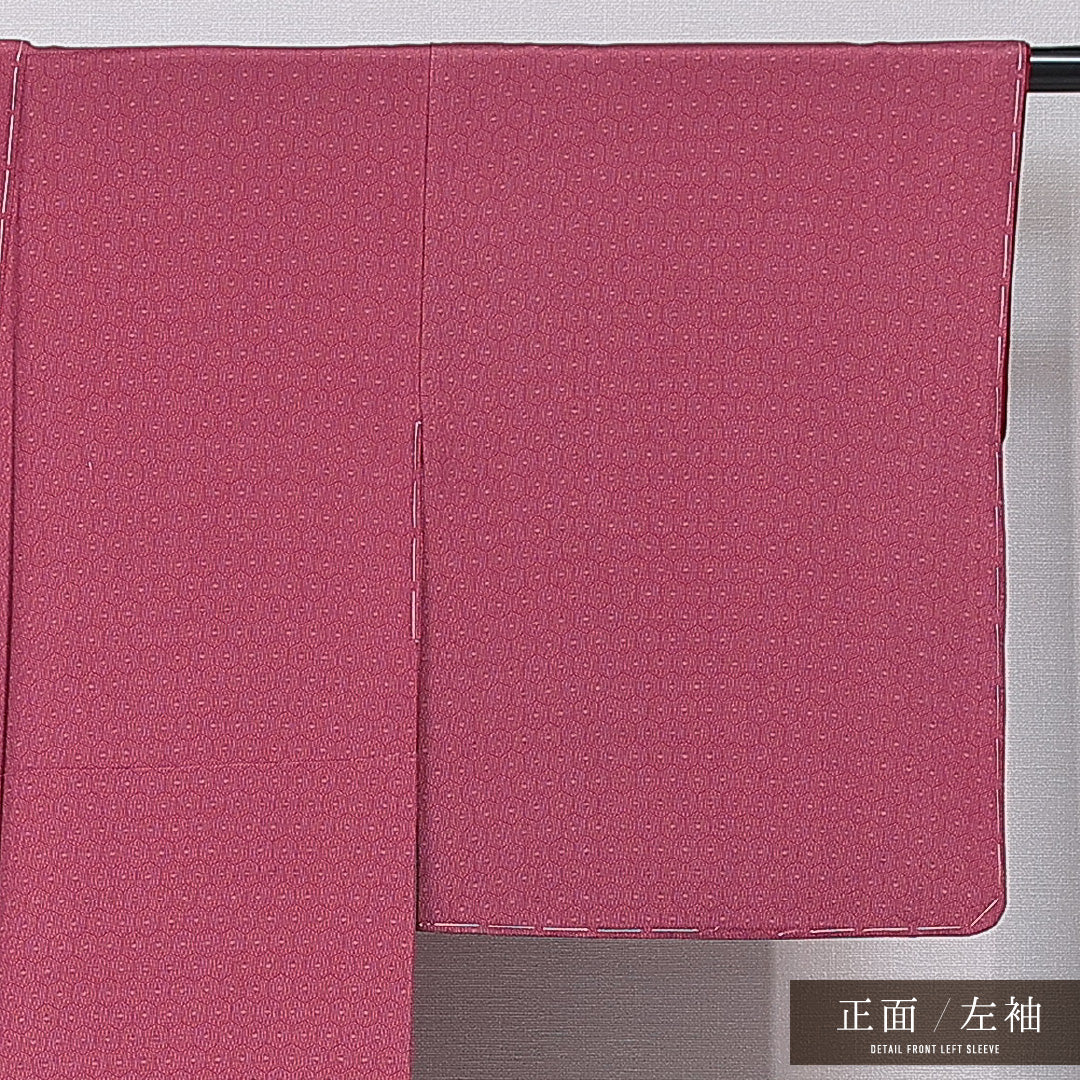 小紋 袷 身丈153cm 裄丈62cm 正絹 Sランク インフォーマル 広衿 Sサイズ 亀甲 赤系 RP 1221-15732
