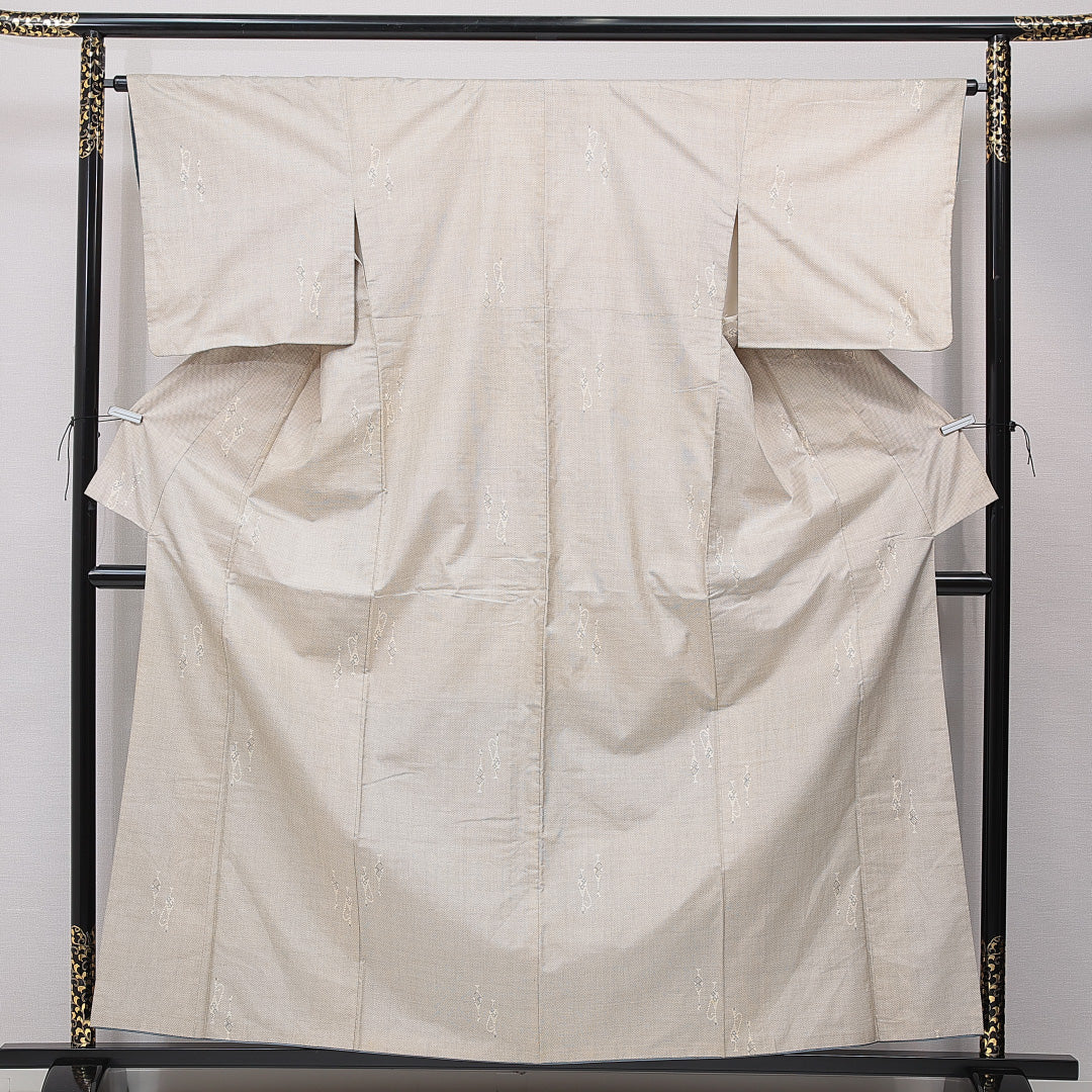 美品 トールサイズ】白大島紬 更紗 くぼた 袷 裄丈69 身丈170 美品