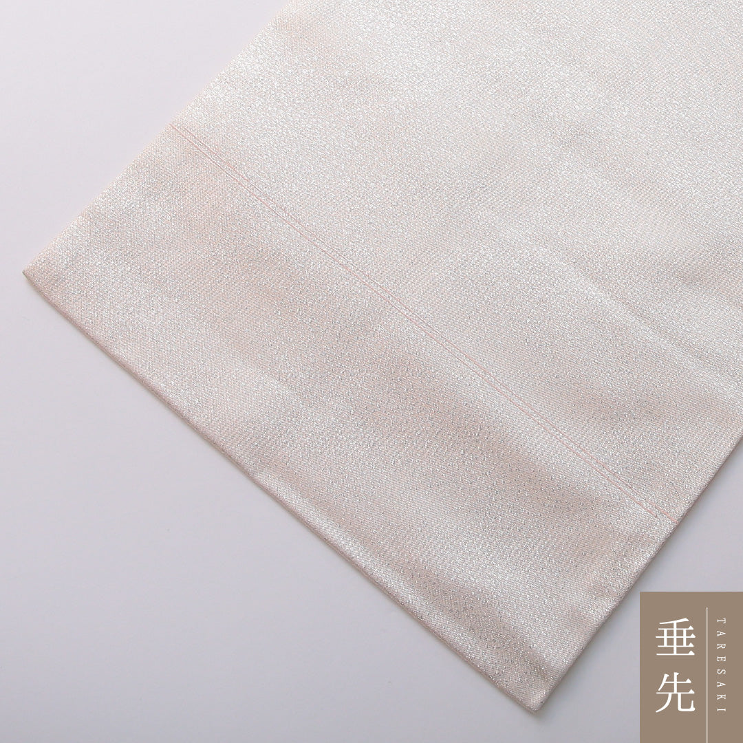 九寸名古屋帯 帯丈350cm セミフォーマル 名古屋仕立て ポイント柄 Sランク 正絹 刺繍 銀駒刺繍 雲 紗綾型 桔梗 銀系 1224-03476