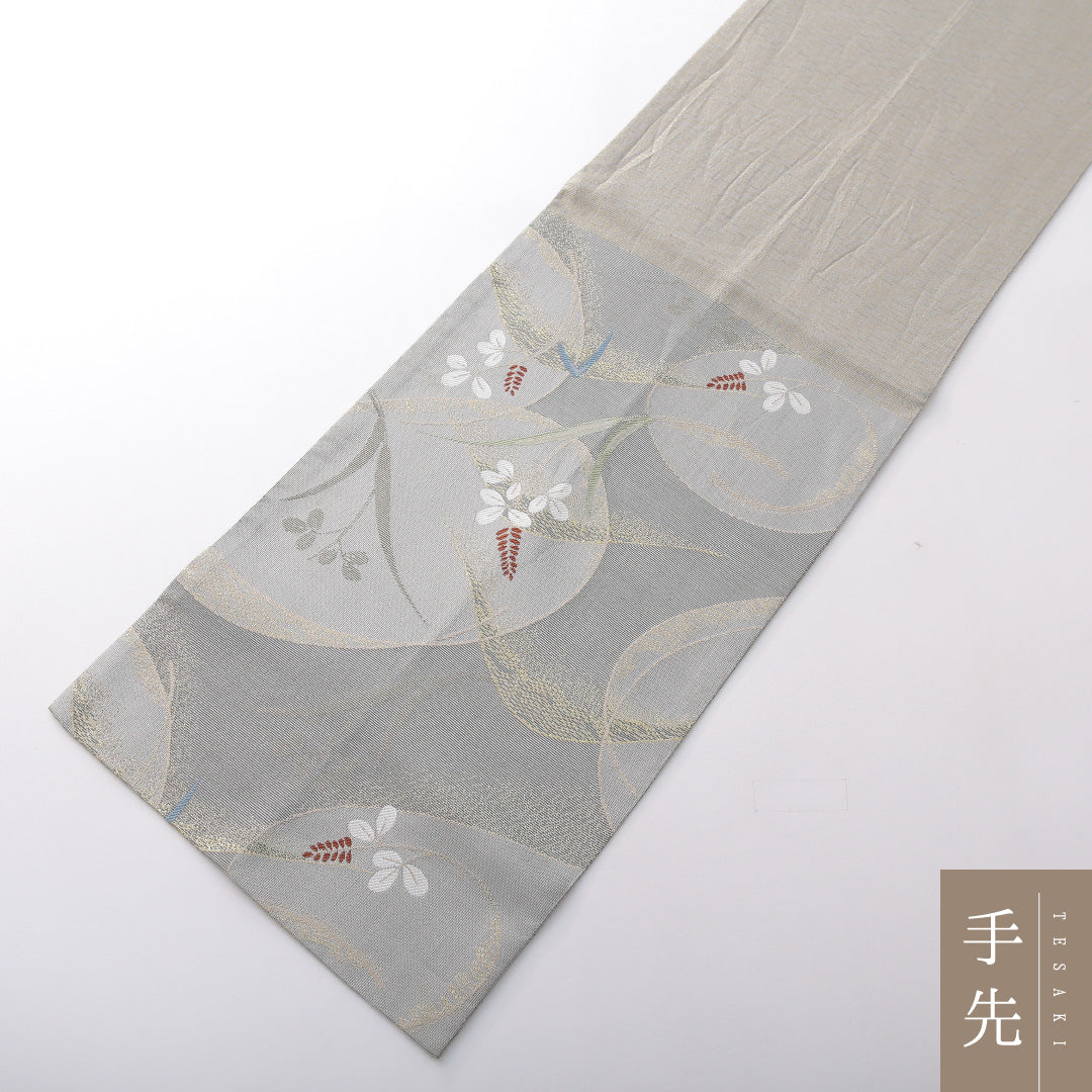 袋帯 帯丈436cm セミフォーマル 六通 Aランク 正絹 萩 緑系 1223-02084