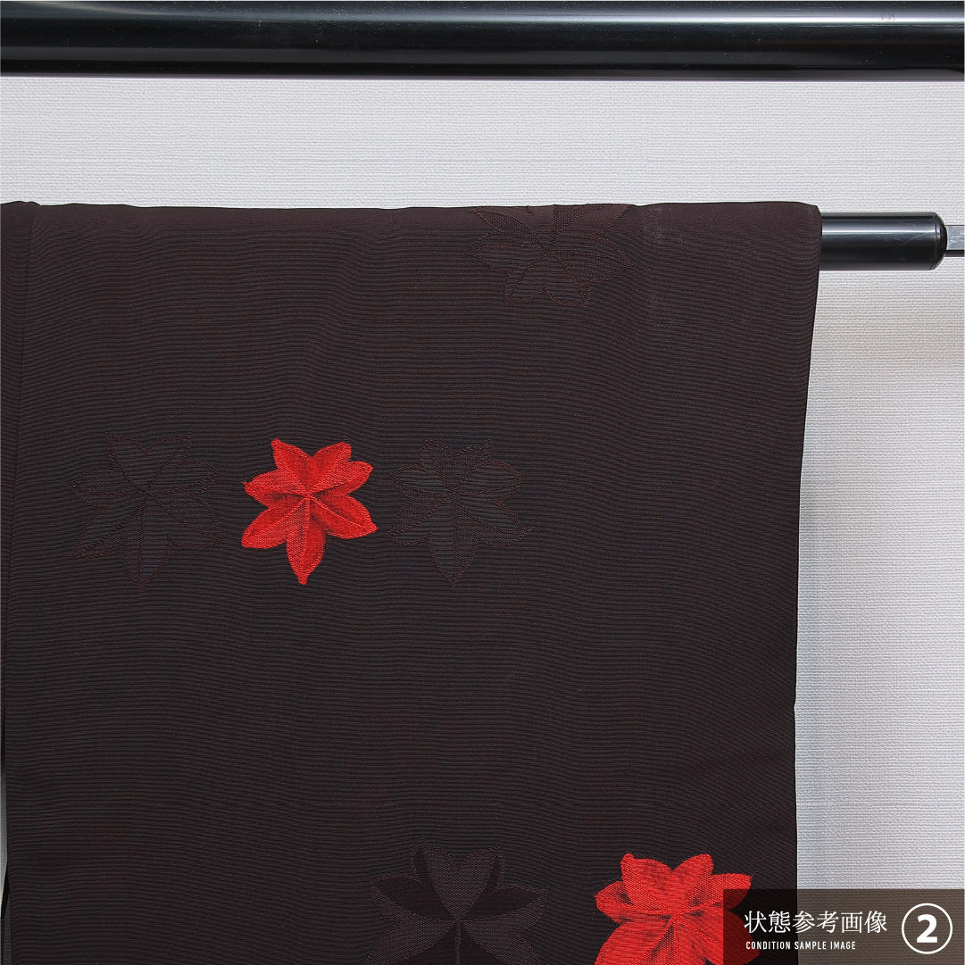 羽織 袷 身丈82cm 裄丈66cm 正絹 Bランク Mサイズ カジュアル 紐あり 紅葉 茶系 1217-16159