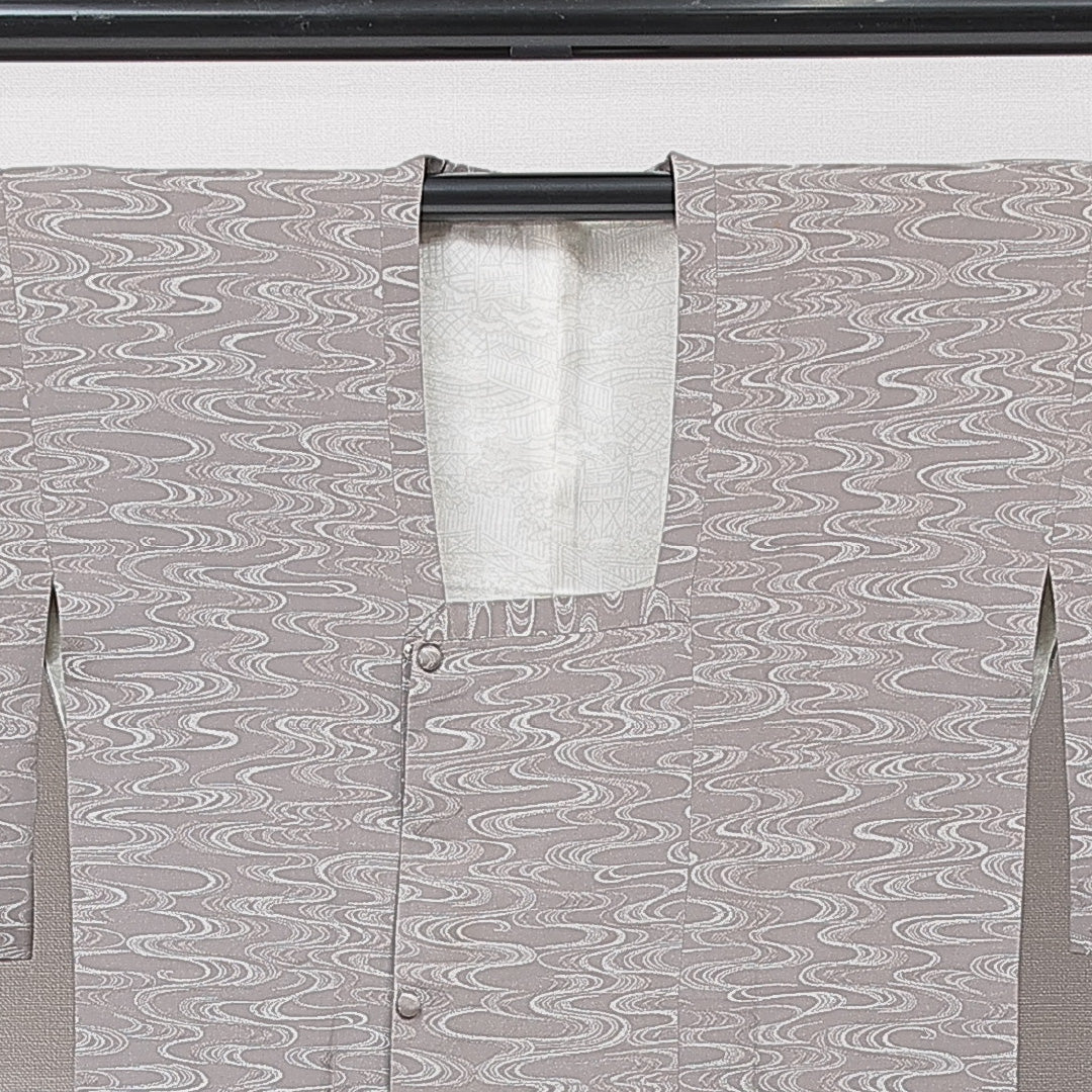 道行コート 袷 身丈77cm 裄丈61cm 正絹 Sランク Sサイズ フォーマル 流水 グレー系 1263-15133