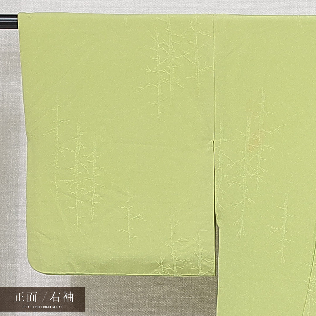 小紋 袷 身丈157cm 裄丈64cm 正絹 Sランク インフォーマル 広衿 Mサイズ 植物柄 緑系 RP 1221-15513