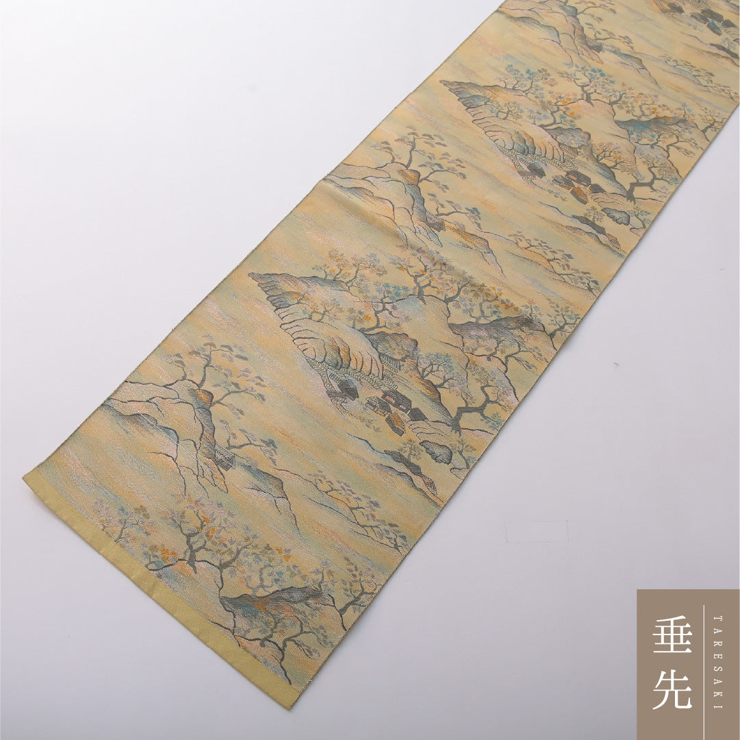 八寸名古屋帯 Aランク 帯丈371cm 正絹 六通 松葉仕立て 帯芯なし 織り インフォーマル 茶屋辻 多色系 RP 1245-03540