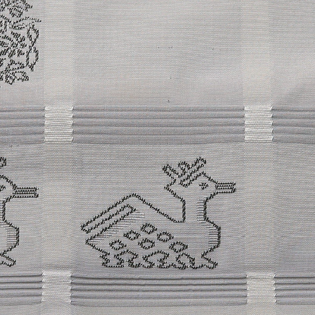 袋帯 帯丈436cm フォーマル 六通 帯芯なし Cランク 正絹 有栖川文 グレー系 1223-02066