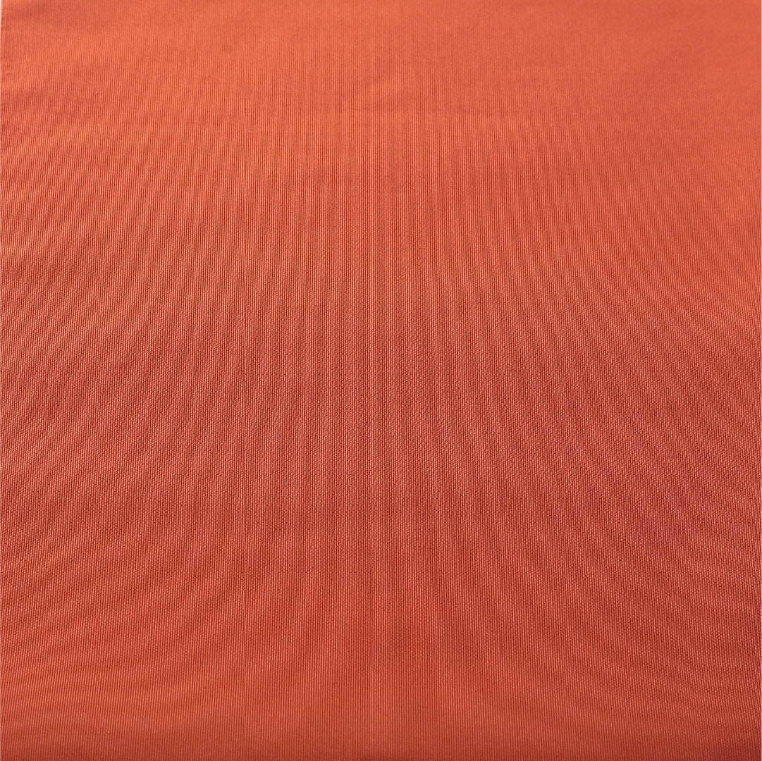 八寸名古屋帯 帯丈357cm カジュアル 松葉仕立て 全通 Aランク 正絹 無地 朱系 1224-03618