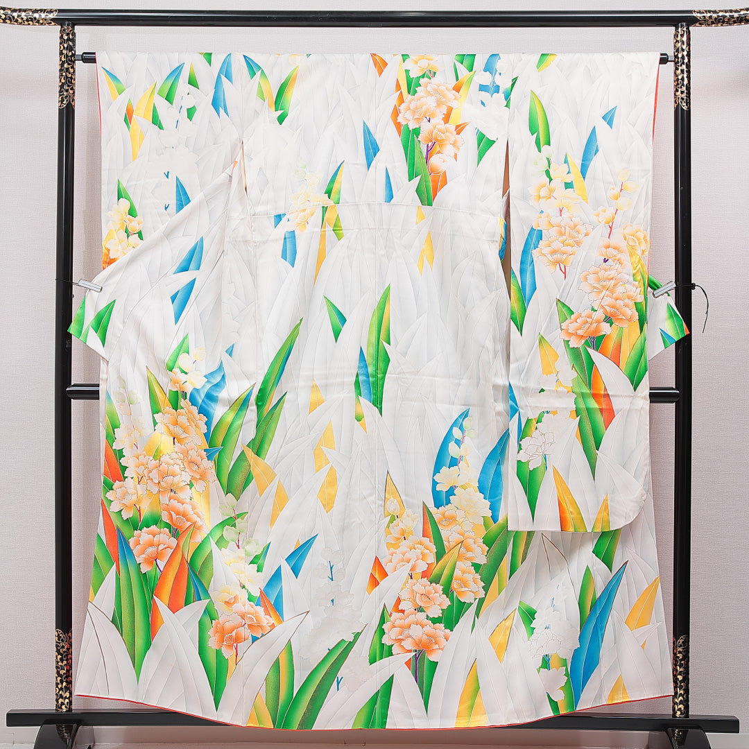 振袖 袷 身丈158cm 裄丈63cm フォーマル Cランク Mサイズ 正絹 広衿 牡丹 1213-F0757