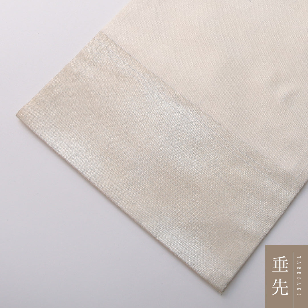 九寸名古屋帯 帯丈348cm セミフォーマル 名古屋仕立て ポイント柄 Cランク 正絹 花柄 クリーム系 1224-03510