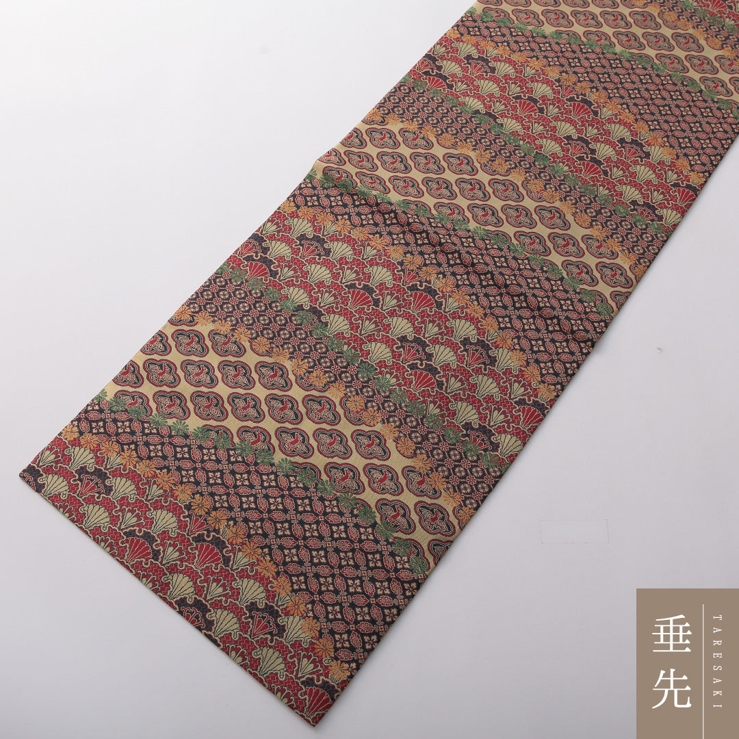 九寸名古屋帯 Aランク 帯丈365cm 正絹 全通 名古屋仕立て 織り インフォーマル 古典柄 寄せ柄 多色系 RP 1245-03572