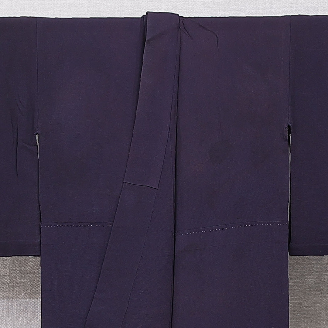 色無地 単衣 身丈151cm 裄丈61cm 正絹 Cランク Sサイズ バチ衿 インフォーマル 無地 紫系 1214-15681