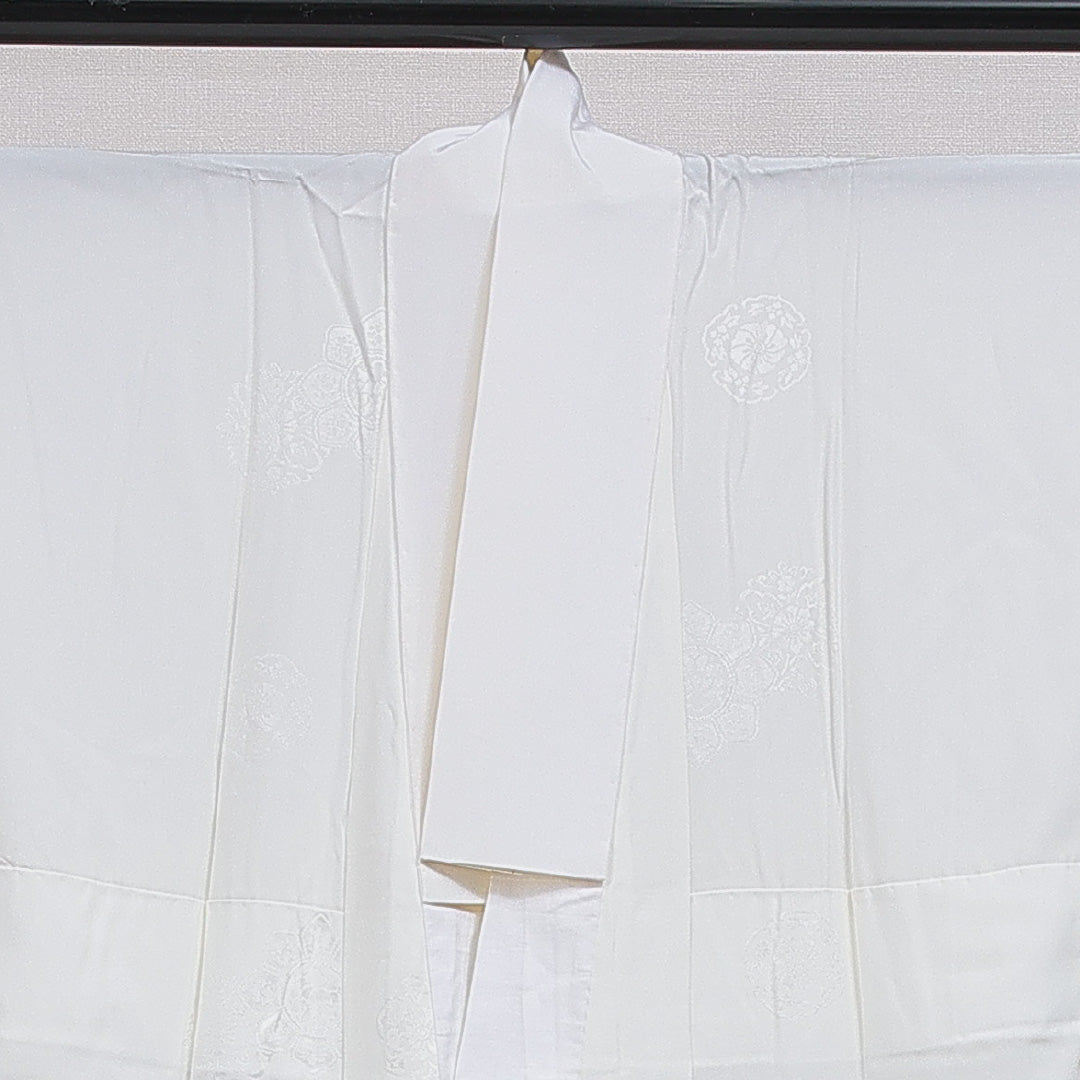 長襦袢 無双袖 身丈137cm 裄丈67cm 正絹 Sランク 2XLサイズ 宝相華 白系 RP 1239-16548