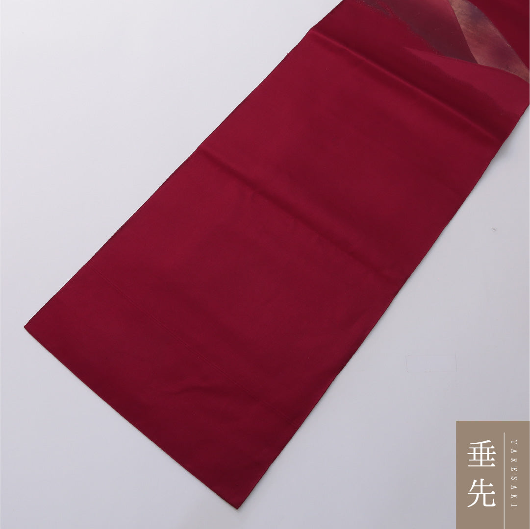 八寸名古屋帯 帯丈345cm カジュアル 松葉仕立て ポイント柄 Cランク 正絹 山 赤系 1224-03290