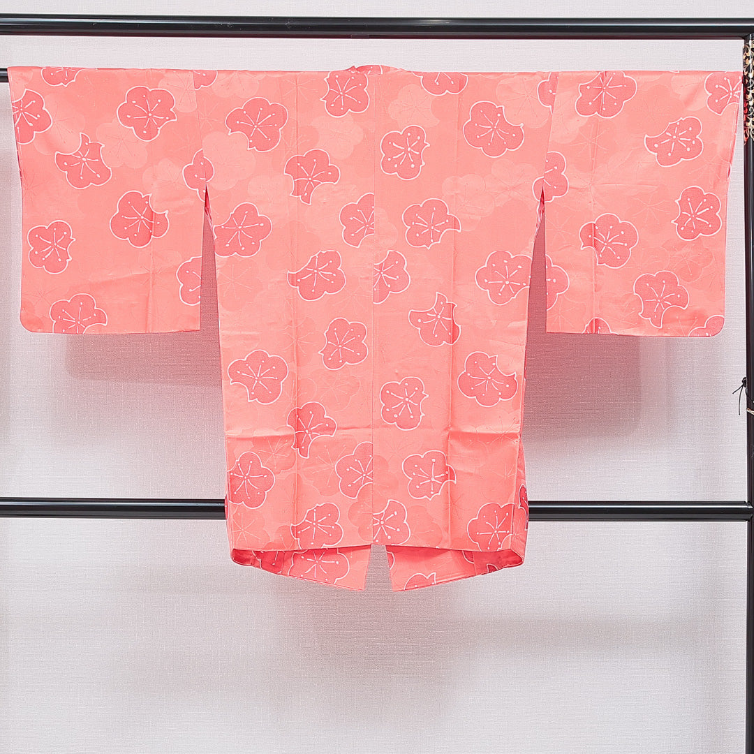 道行コート 袷 身丈87cm 裄丈64cm 正絹 Sランク Mサイズ セミフォーマル ポケットあり 梅 ピンク系 1263-16864