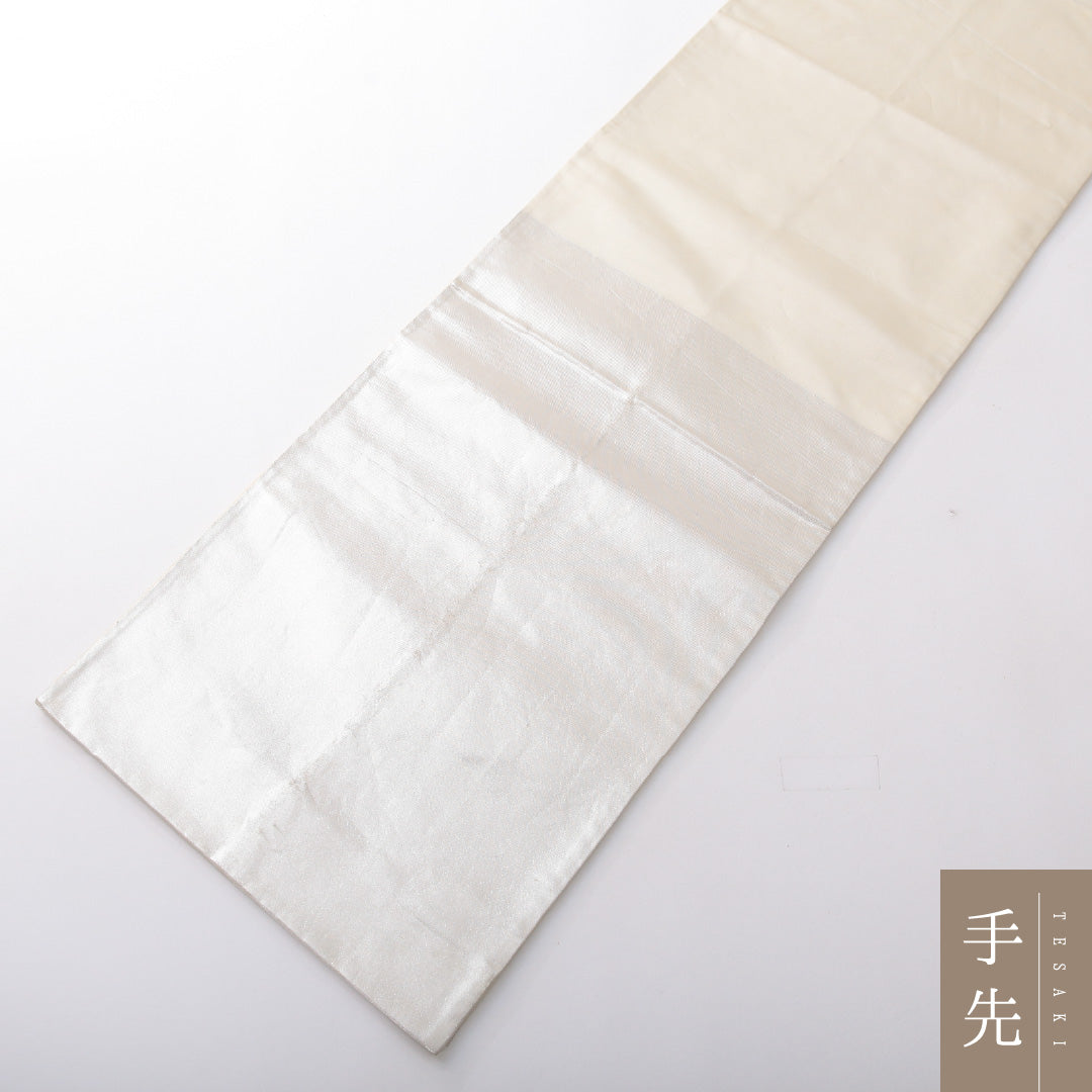袋帯 帯丈430cm 正絹 六通 フォーマル 扇面文 吉祥文様 クリーム系 1243-02087