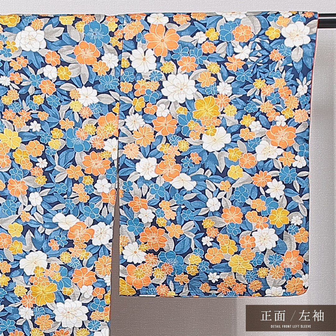 洗える着物 小紋 袷 身丈163cm 裄丈63cm ポリエステル Sランク インフォーマル 広衿 Lサイズ 花柄 多色系 RP 1221-15853