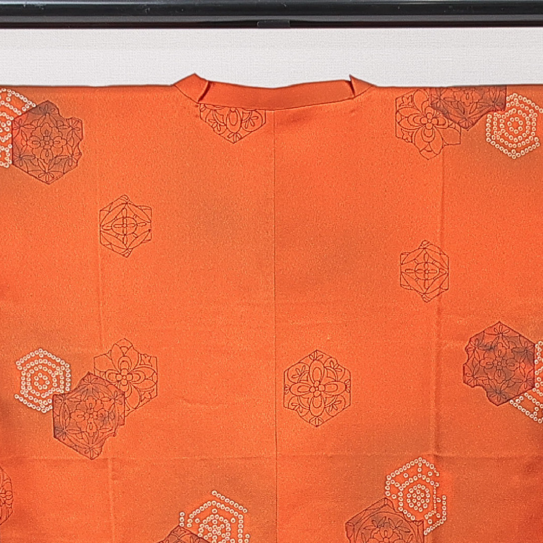 道行コート 袷 身丈82cm 裄丈65cm 正絹 Sランク Mサイズ フォーマル 創作柄 朱系 1263-15131