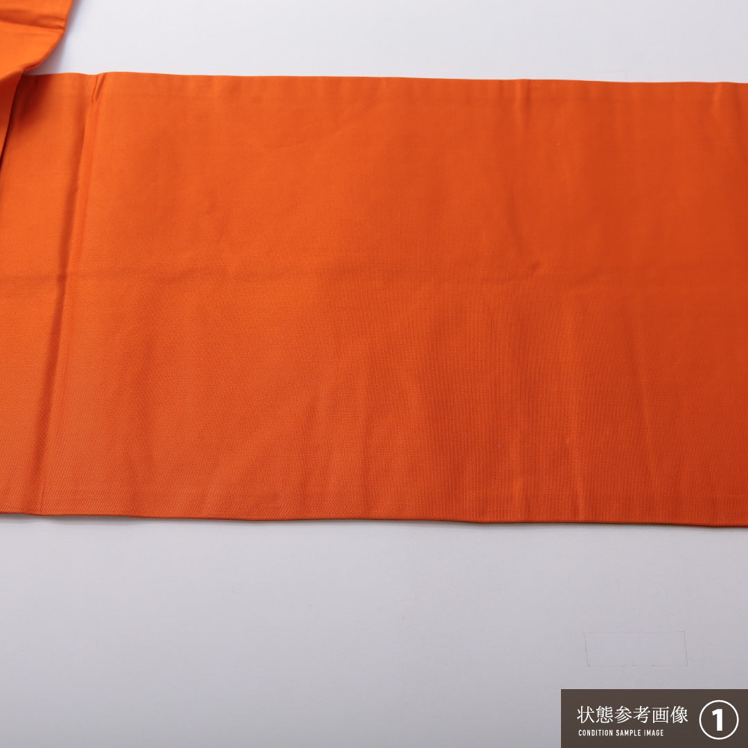 九寸名古屋帯 帯丈369cm カジュアル 名古屋仕立て ポイント柄 Aランク 正絹 ふくれ織 花柄 朱系 1224-03453