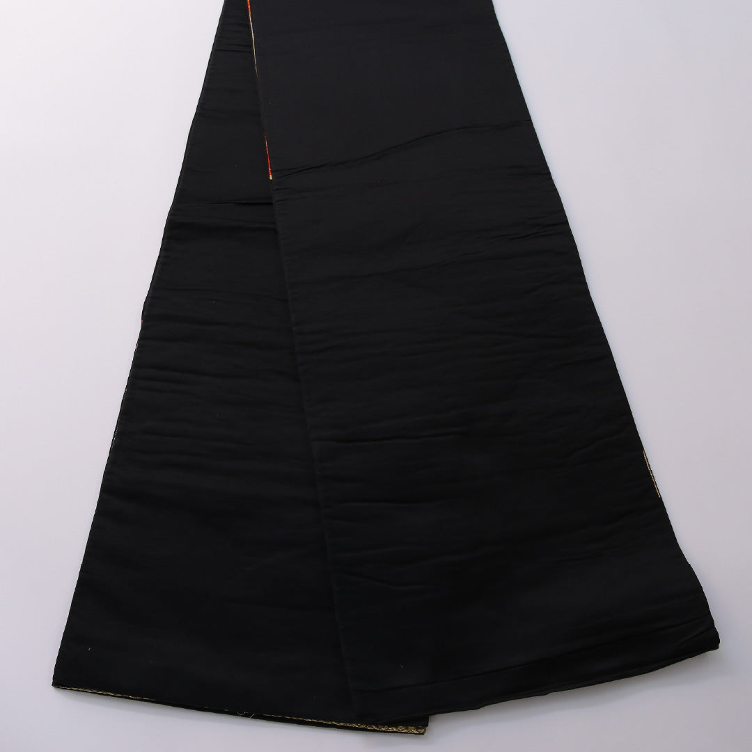 袋帯 帯丈400cm 正絹 六通 フォーマル 扇面文 宝相華 吉祥文様 黒系 金系 1243-01949