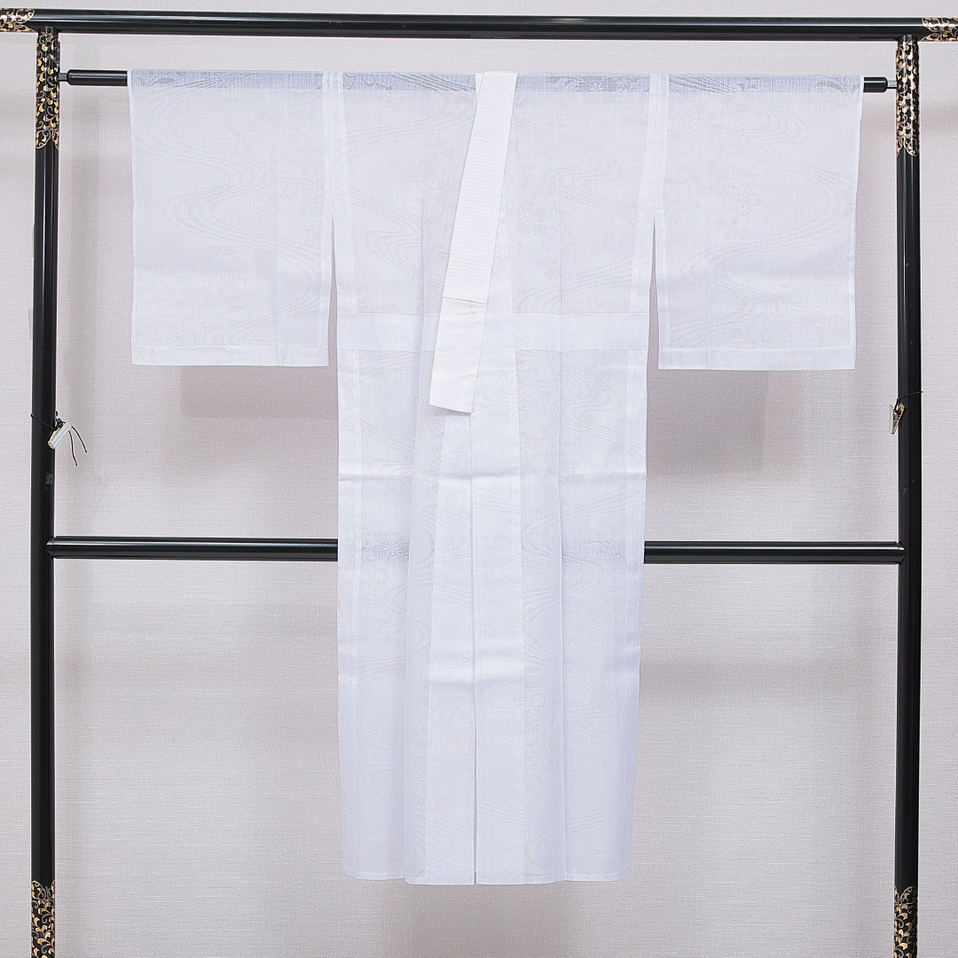 長襦袢 夏物 洗える着物 夏物 身丈131cm 裄丈64cm ポリエステル Cランク Lサイズ 古典柄 白系 1229-16708