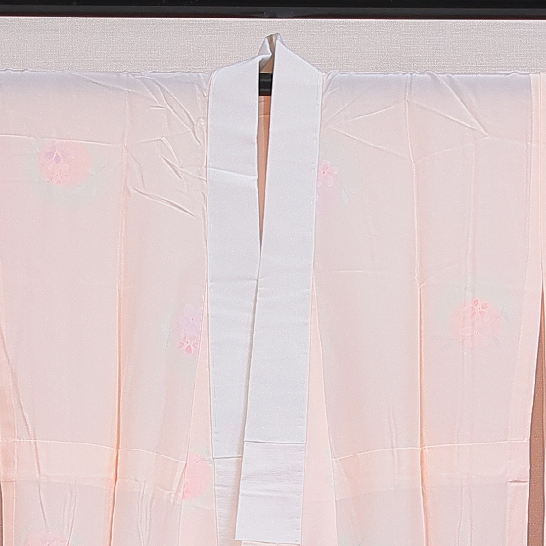 長襦袢 無双袖 身丈141cm 裄丈65cm 正絹 Sランク 3XLサイズ 桜 ピンク系 RP 1239-16605