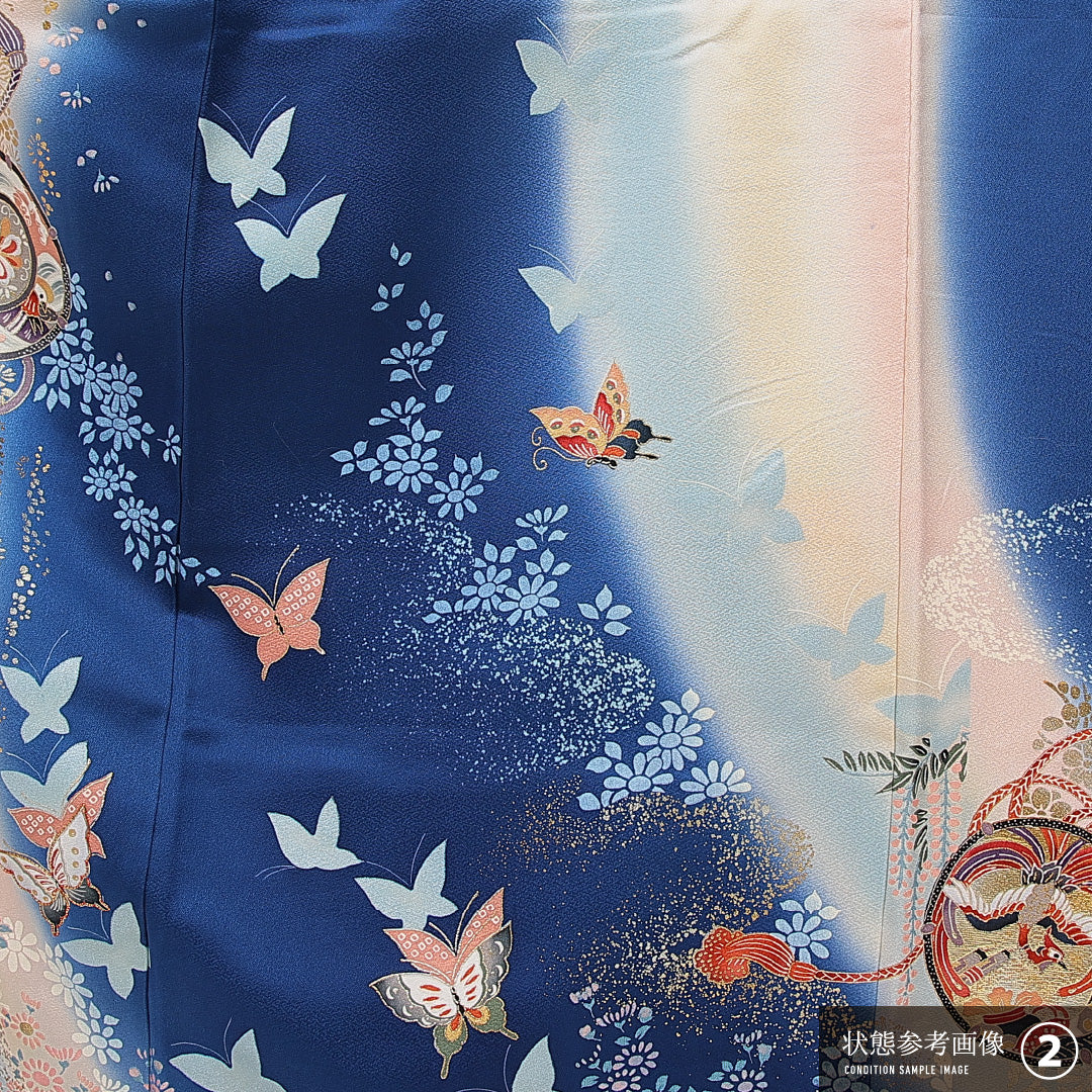振袖 袷 身丈168cm 裄丈66cm フォーマル Aランク XLサイズ 正絹 広衿 組紐 吉祥文様 1213-F0726