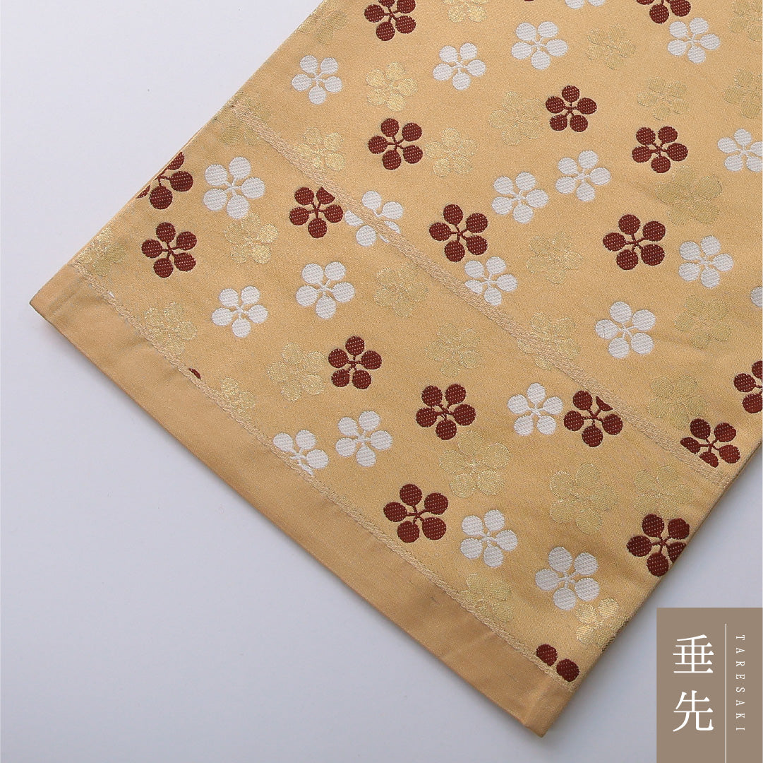 九寸名古屋帯 Aランク 帯丈364cm 正絹 六通 開き仕立て 帯芯なし 織り セミフォーマル 梅鉢 金系 LP 1245-03627