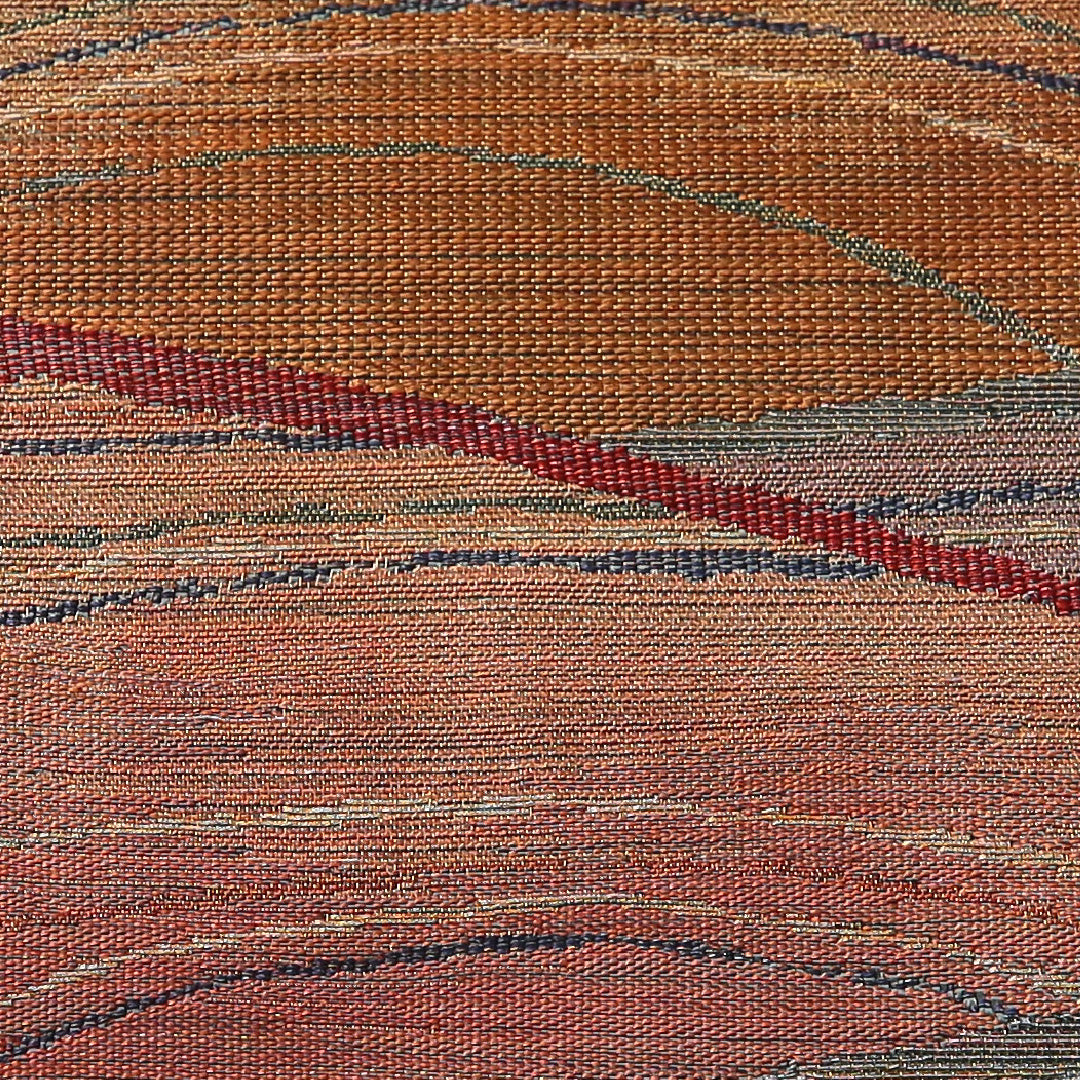 袋帯 帯丈442cm 正絹 ポイント柄 セミフォーマル 綴れ織 遠山 緑系 1243-01987