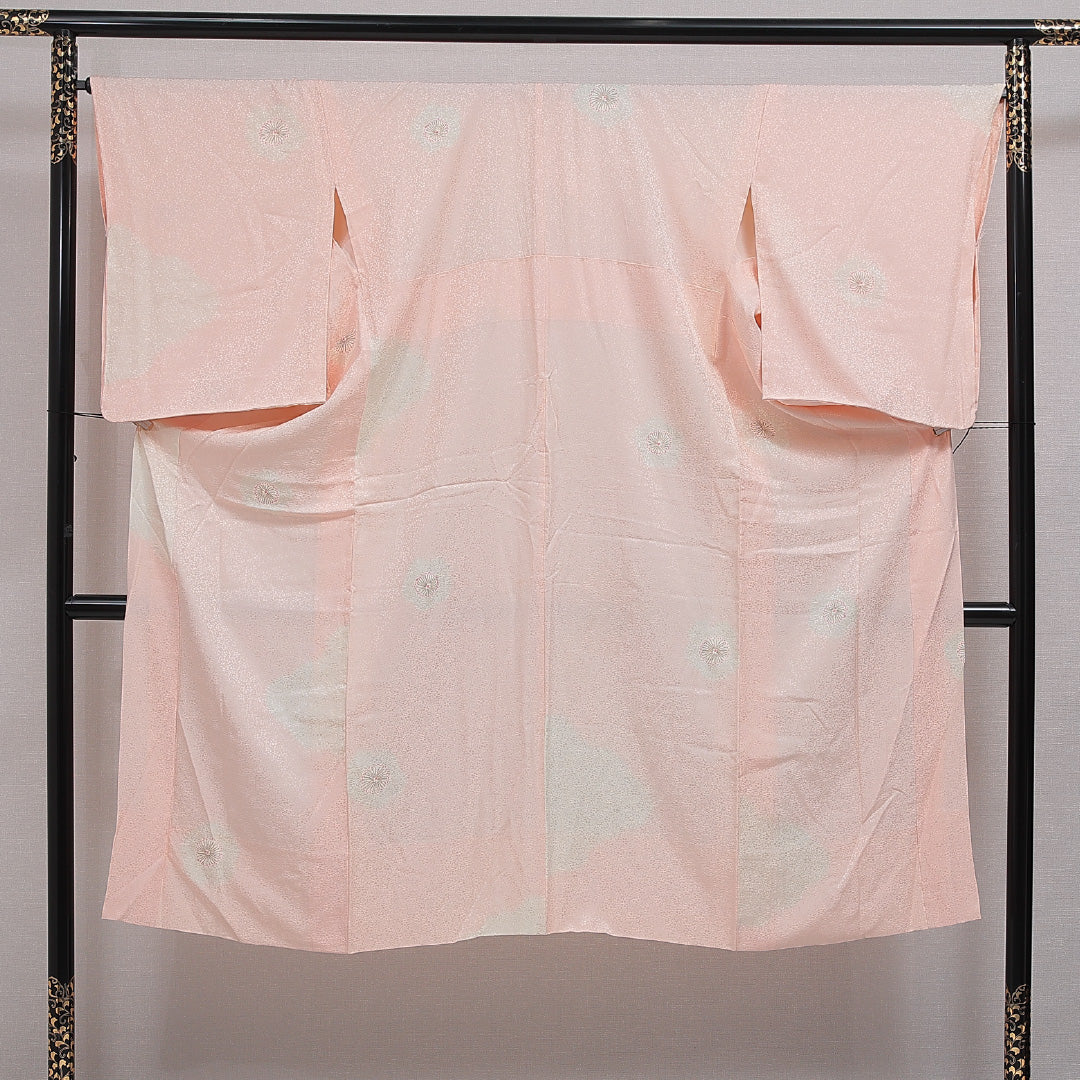 長襦袢 無双袖 身丈136cm 裄丈67cm 正絹 Aランク 2XLサイズ 花柄 ピンク系 RP 1239-16630