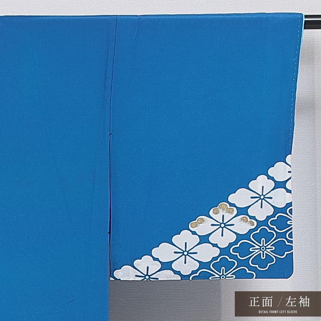 付下げ 洗える着物 胴抜き 身丈154cm 裄丈64cm ポリエステル Aランク Sサイズ バチ衿 インフォーマル 花菱 青系 1261-16323