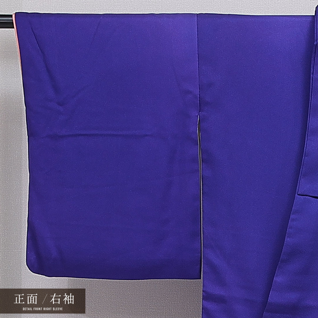洗える着物 訪問着 袷 身丈162cm 裄丈65cm ポリエステル Bランク セミフォーマル 広衿 Lサイズ ぼかし染 椿 紫系 HP 1217-16082