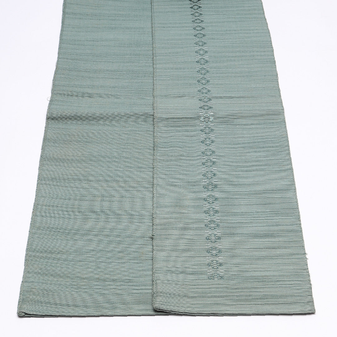 半幅帯(紬) 帯丈328cm カジュアル 小袋帯 全通 Cランク 正絹 創作柄 緑系 1225-00622