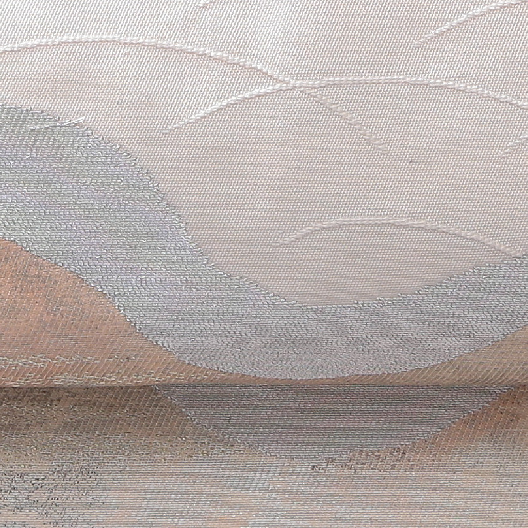 九寸名古屋帯 帯丈354cm セミフォーマル 名古屋仕立て ポイント柄 Sランク 正絹 松葉 創作柄 ベージュ系 ピンク系 1224-03900