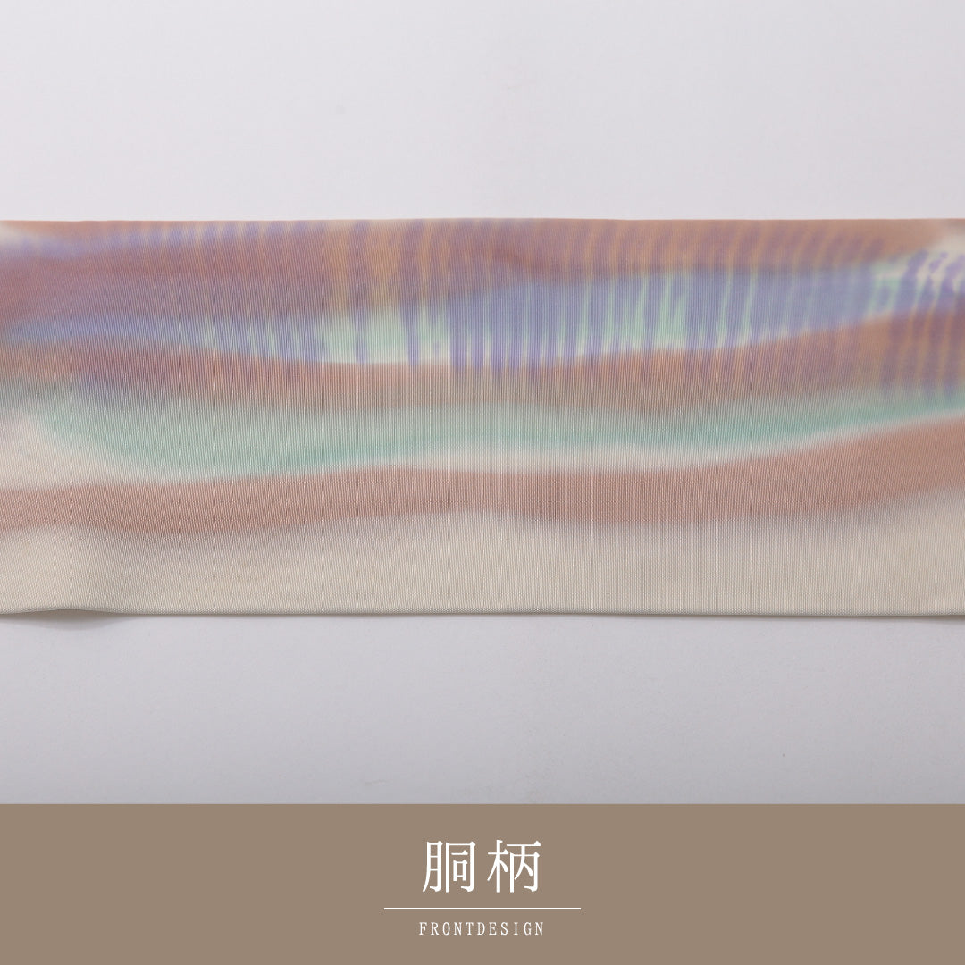 九寸名古屋帯 Cランク 帯丈359cm 正絹 ポイント柄 名古屋仕立て 染め インフォーマル 落款 塩瀬 創作柄 クリーム系 M4 1245-03647