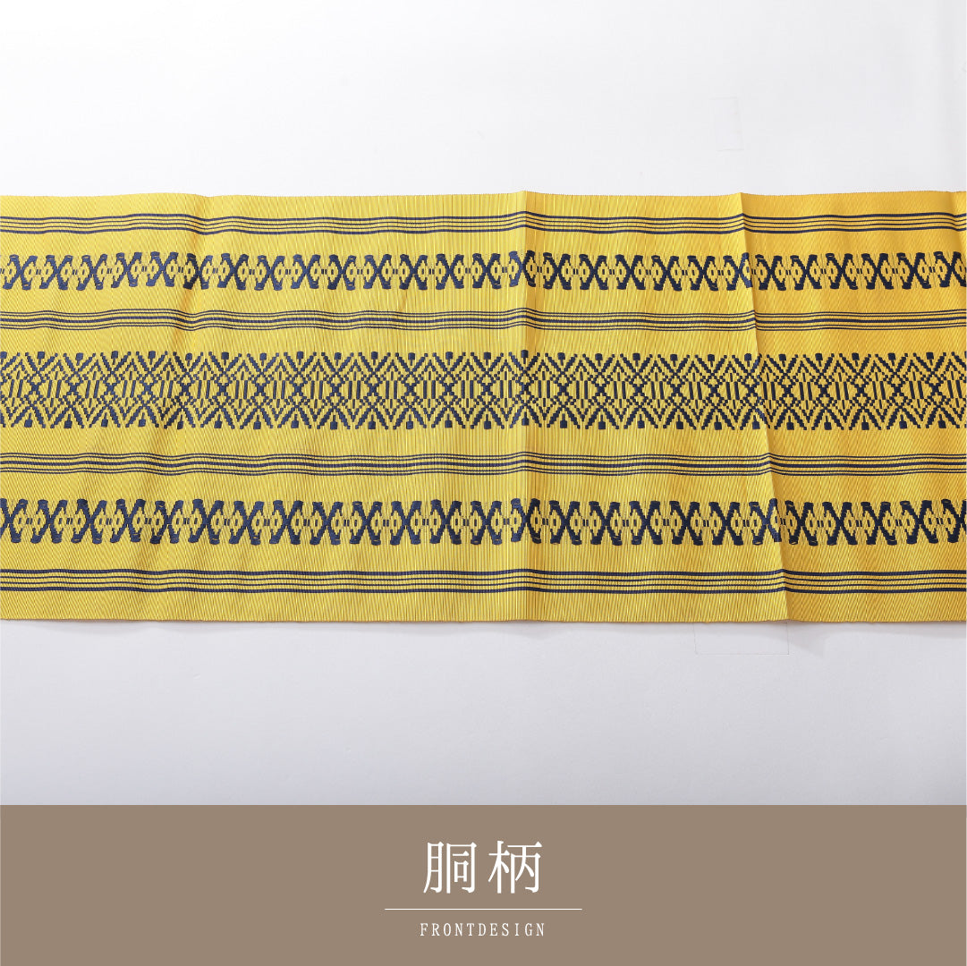 八寸名古屋帯 Sランク 帯丈480cm 正絹 全通 開き仕立て 帯端のみ未仕立て 織り インフォーマル 本場筑前博多織 献上柄 黄系 RP 1245-03891