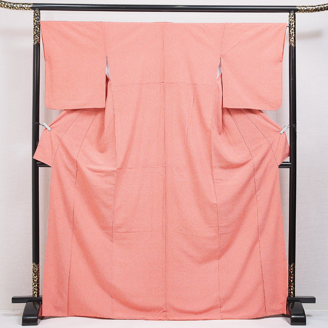 江戸小紋(鮫) 洗える着物 袷 身丈170cm 裄丈66cm ポリエステル Sランク 2XLサイズ 広衿 インフォーマル 朱系 1262-15951