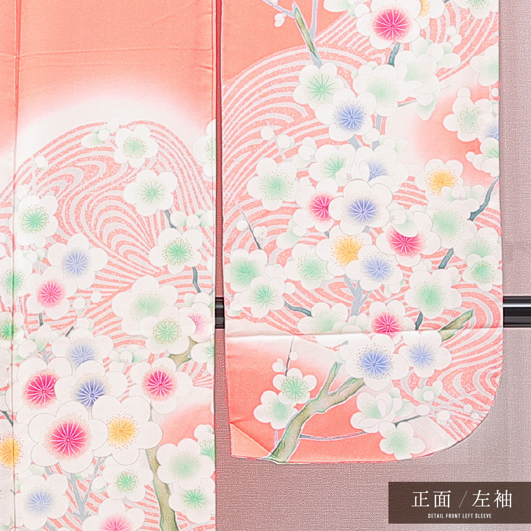 振袖 袷 身丈154cm 裄丈65cm フォーマル Cランク Sサイズ 正絹 広衿 流水 梅 1213-F0649