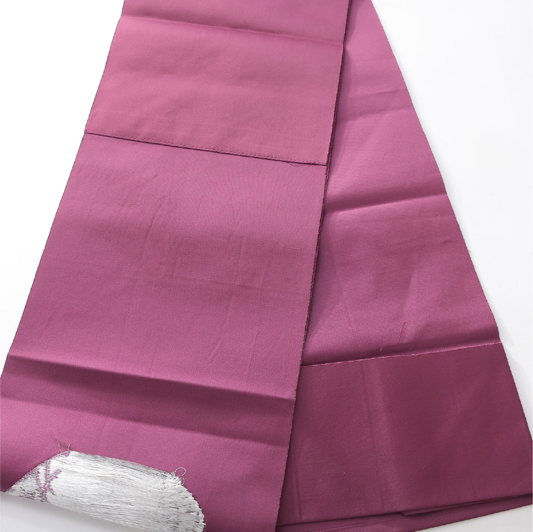 八寸名古屋帯 帯丈355cm カジュアル 松葉仕立て ポイント柄 Sランク 正絹 茶屋辻 紫系 赤系 1224-03829